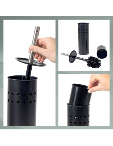 Brosse WC étroite à poser - LEO - Noir Mat