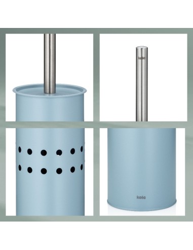 Brosse WC étroite à poser - LEO - Bleu clair