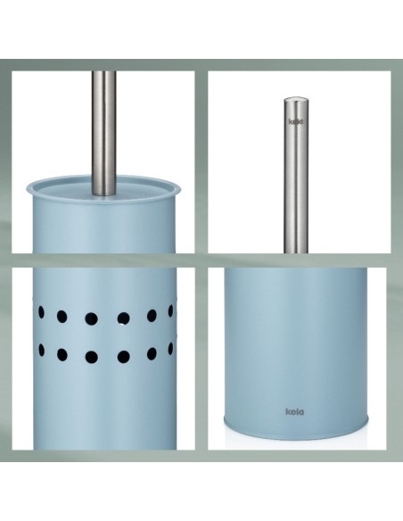 Brosse WC étroite à poser - LEO - Bleu clair