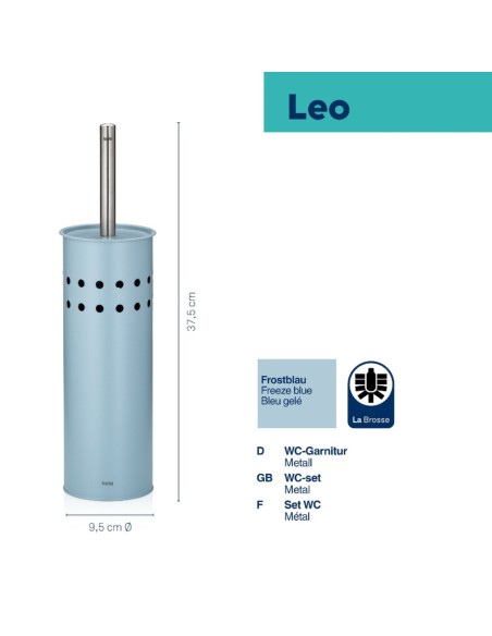 Brosse WC étroite à poser - LEO - Bleu clair