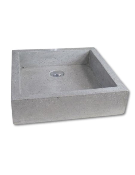 Vasque carrée à poser - TIMBRE - Gris Terrazzo - Sans trop plein - 40cm