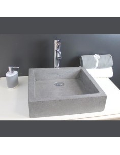Vasque carrée à poser - TIMBRE - Gris Terrazzo - Sans... 2