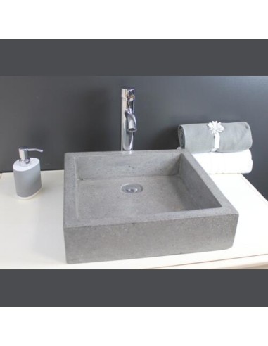 Vasque carrée à poser - TIMBRE - Gris Terrazzo...