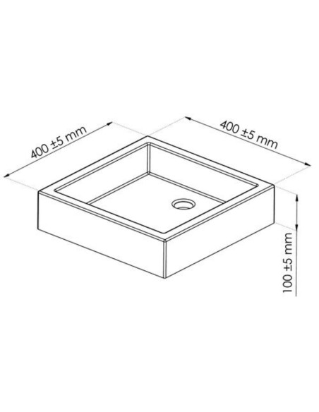Vasque carrée à poser - TIMBRE - Gris Terrazzo - Sans trop plein - 40cm