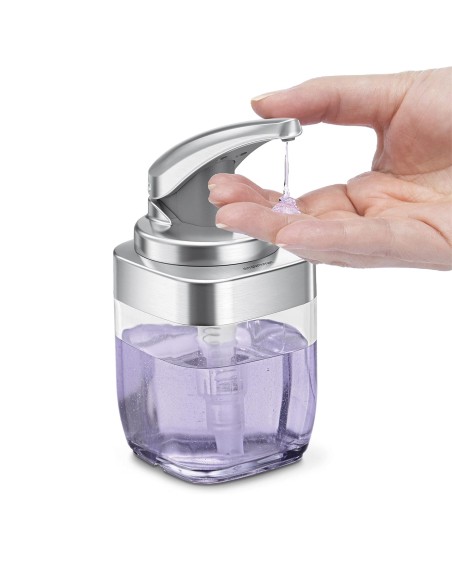 Distributeur de Savon Carré - 444ml - Transparent /Nickel Brossé