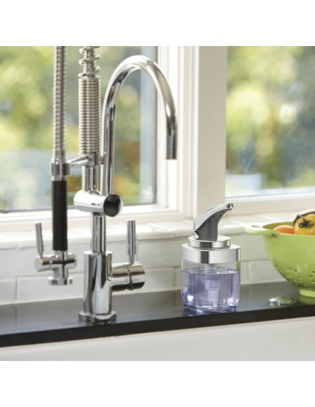 Distributeur de Savon Carré - 444ml - Transparent /Nickel Brossé