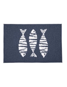 Tapis de bain antidérapant - Poissons - 60x90 cm - Bleu marine 2