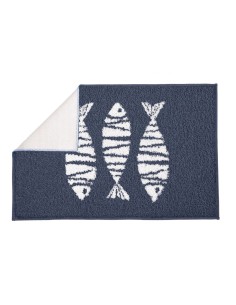Tapis de bain antidérapant - Poissons - 60x90 cm - Bleu marine 2