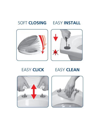 Abattant WC Alley– Noir, Fermeture Douce & Nettoyage Facile – 37 x 45 cm