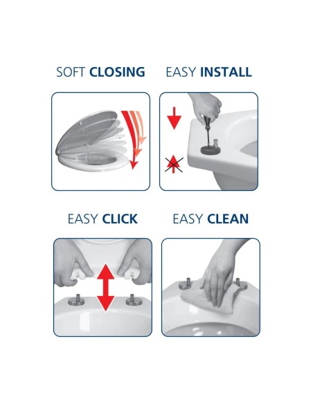 Abattant WC Alley– Noir, Fermeture Douce & Nettoyage Facile – 37 x 45 cm