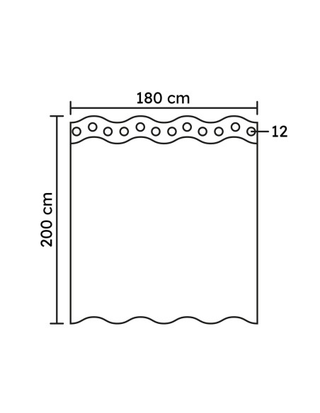 Rideau de douche Textile - Peva Brooklyn Transparent - 180x200cm