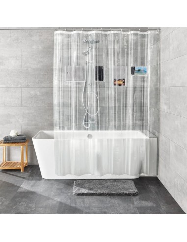 Rideau de douche - Pocket transparent- PEVA sans PVC - 180x200cm