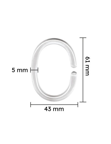 Anneaux de rideau de douche transparents - Lot de 12