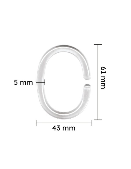 Anneaux de rideau de douche transparents - Lot de 12