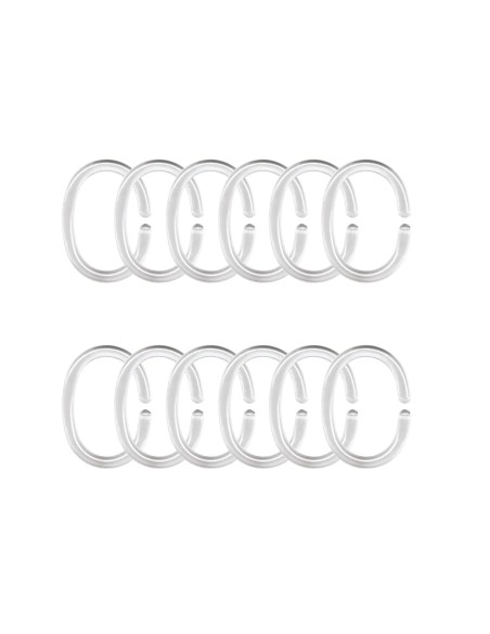Anneaux de rideau de douche transparents - Lot de 12