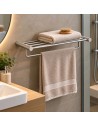 Étagère porte-serviettes murale HERMÈS – Inox nickel brossé – 60 cm - générée IA