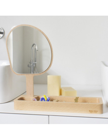 Range bijoux et Miroir Kagami en bois - Reine mère