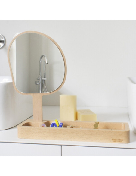 Range bijoux et Miroir Kagami en bois - Reine mère