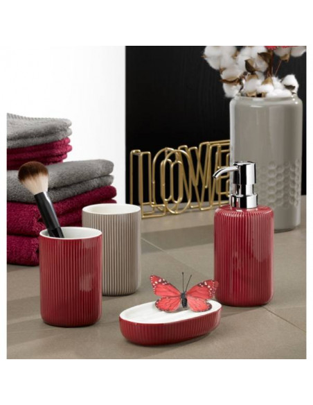 Distributeur de savon Ava en céramique Rouge Framboise - 350ml