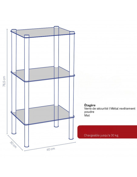 Etagère en verre Lars Small - Kela - Noire