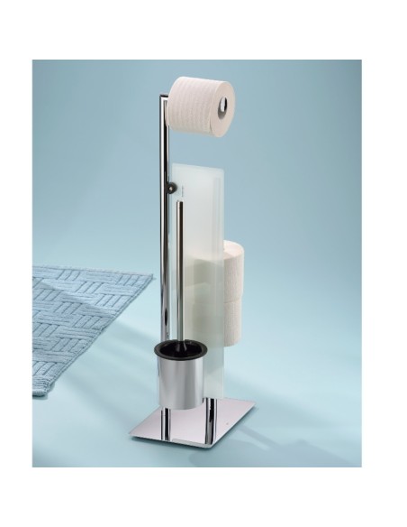 Serviteur WC 3 en 1 - Style - Métal Chromé Brillant