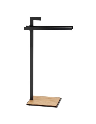 Porte Serviette sur Pied - Oak - Métal Noir +...