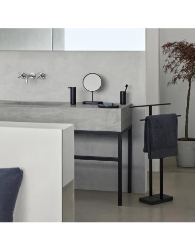 Porte Serviette Sur Pied Design Double Barre -...