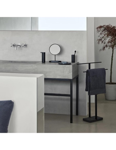 Porte Serviette Sur Pied Design Double Barre - Menoto - Noir