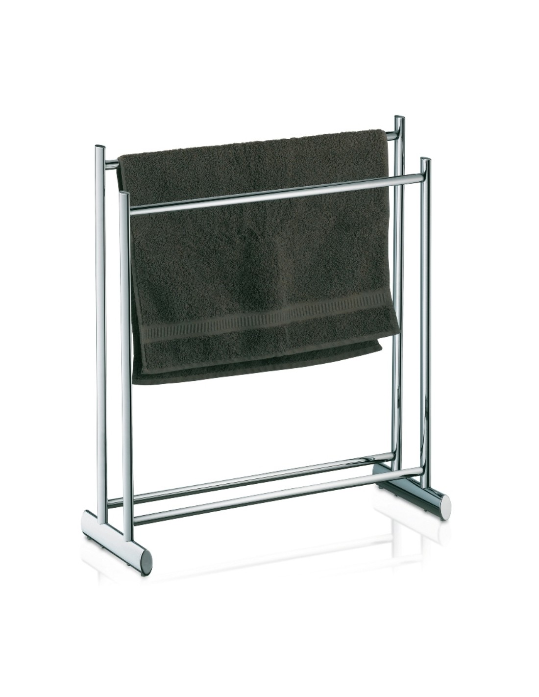 Porte-serviettes Sur Pied En Verre Blanc - Modèle Zero - 78x28x20 Cm - Finition Chromée - 2