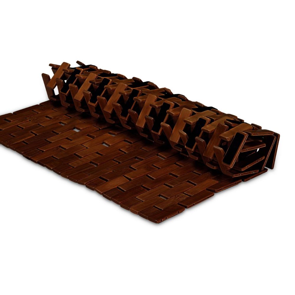 Caillebotis en bambou foncé antidérapant idéal pour votre sortie de douche et de bain sur salledebainsdeco.com